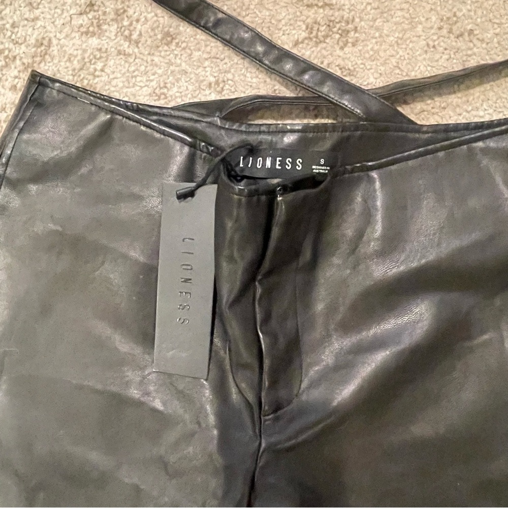 Lioness Black Straight Leg Leather Pants - Picture 4 of 7